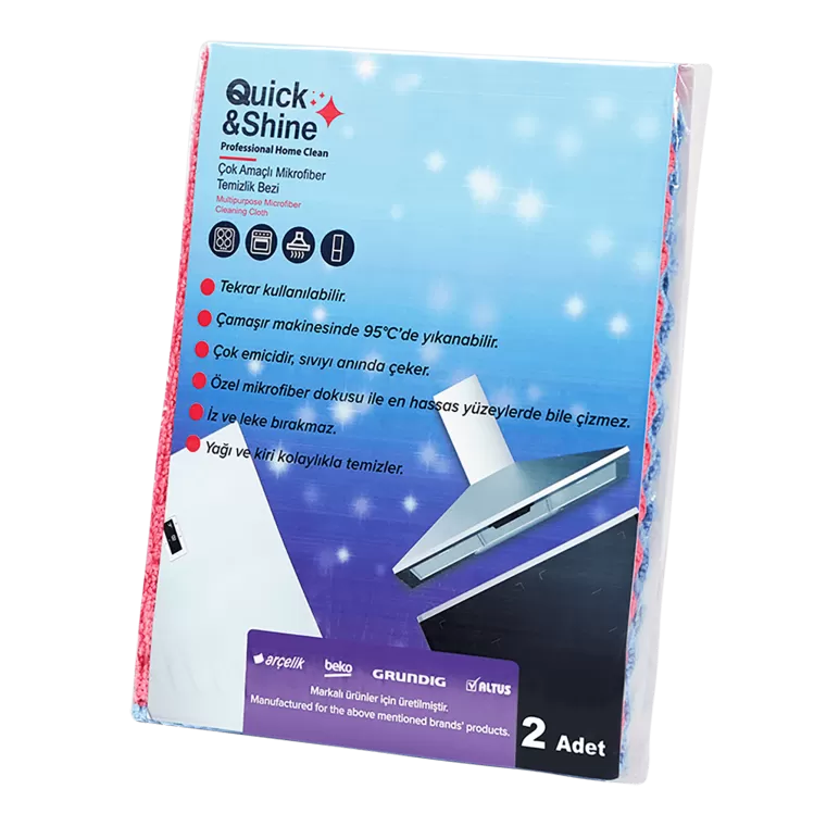Quick & Shine Çok Amaçlı Mikrofiber Temizlik Bezi Buzdolabı Temizlik ve Bakım Ürünleri