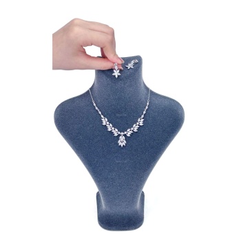 Zirkon Taşlı, Rodyum Kaplama Kolye Küpe Seti 58, Gümüş Renk