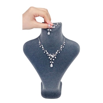 Zirkon Taşlı, Rodyum Kaplama Kolye Küpe Seti 59, Gümüş Renk