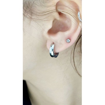 Paslanmaz Halka Küpe 617, Gümüş Renk, Dış Çap 15mm