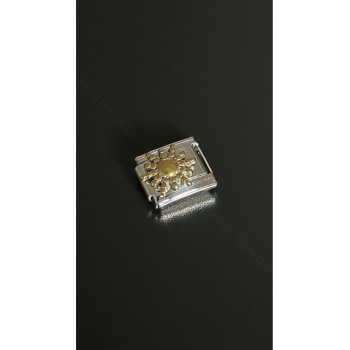 Güneş, İtalyan Nom Bileklik İçin Çelik Charm 28, Gümüş Renk (BİLEKLİK DAHİL DEĞİLDİR!!)