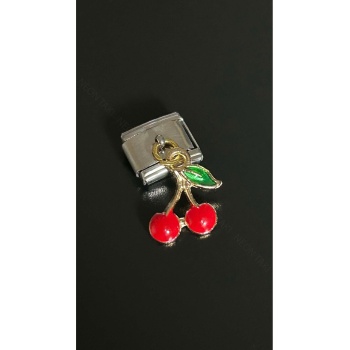 Charm, İtalyan Bileklik için, Kararmayan, Kiraz Detaylı, BİLEKLİK DAHİL DEĞİL, Gümüş Renk, Model30