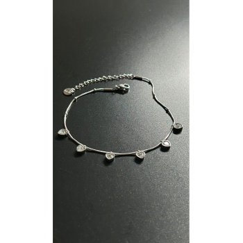 Taşlı, Kalp, Paslanmaz Çelik Halhal 31, Gümüş Renk