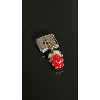 Çilek, Sallantılı, İtalyan Nom Bileklik için Çelik Charm 29, Gümüş Renk (BİLEKLİK DAHİL DEĞİLDİR!!)