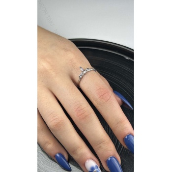 Yüzük, Zirkon Taşlı, Kararmayan Paslanmaz Çelik, Ölçü Ayarlanabilir, Gümüş Renk, Model164