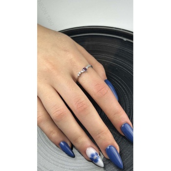 Zirkon Taşlı, Paslanmaz Çelik Yüzük 165, Gümüş Renk, Ayarlanabilir