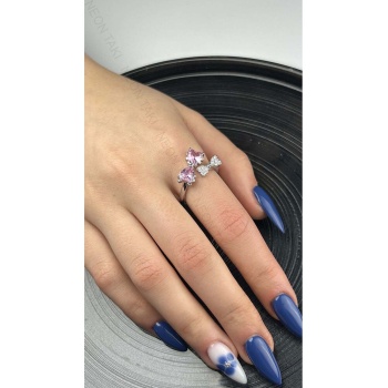 Yüzük, Zirkon Taşlı, Kararmayan Paslanmaz, Kurdela, Ölçü Ayarlanabilir, Gümüş Renk, Model154