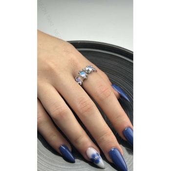 Yüzük, Zirkon Taşlı, Kararmayan Paslanmaz Çelik, Ölçü Ayarlanabilir, Gümüş Renk, Model156