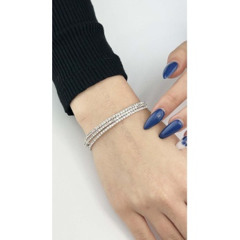 Zirkon Taşlı, 3lü Lastikli Bileklik 167, Silver Renk