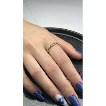 Zirkon Taşlı, Ay Ve Yıldız, Çelik Yüzük 107, Altın Renk, Ayarlanabilir