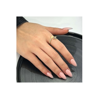 Yüzük, Zirkon Taşlı, Kararmayan Paslanmaz, Deniz Kızı, Ölçü Ayarlanabilir, Altın Renk, Model130