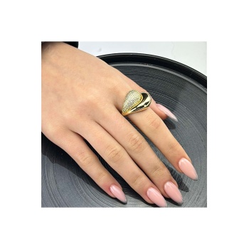 Zirkon Taşlı, Yüzük 136, Altın Renk, Ayarlanabilir