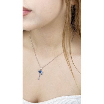 Zirkon Taşlı, Balık Ve Deniz Yıldızı, Paslanmaz Çelik Kolye 334, Gümüş Renk