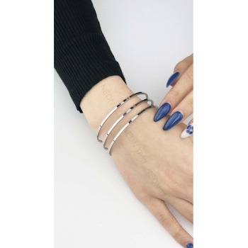 Ajda Bilezik, 3 Adet, Paslanmaz Çelik Charm Taşıyıcı Bileklik 136, Çap 60 Mm, Gümüş Renk