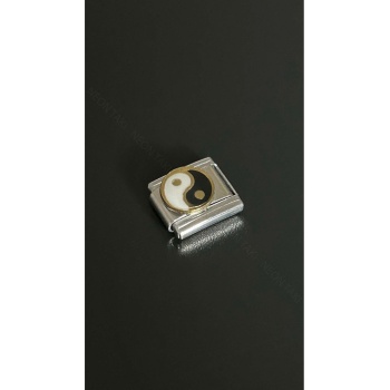 Yin Yang, İtalyan Nom Bileklik için Çelik Charm 12, Gümüş Renk (BİLEKLİK DAHİL DEĞİLDİR!!)