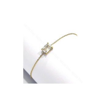 Tek Zirkon Taşlı, Paslanmaz Çelik Halhal 1, Altın Renk