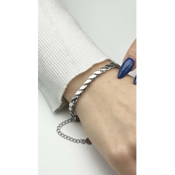 Bileklik, Kararmayan Paslanmaz Çelik, Arpa Model, Gümüş Renk, Model384