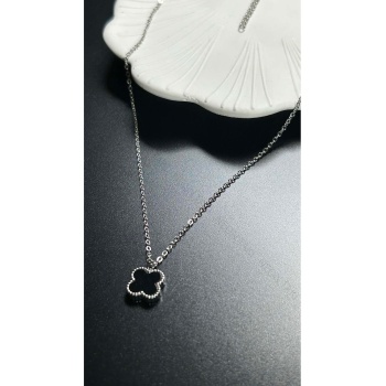 Van Figürlü, Paslanmaz Çelik Kolye 264, Gümüş Renk, Figür Siyah