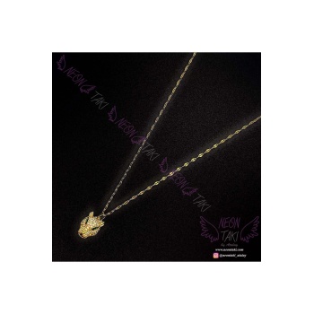 Zirkon Taşı, Leopar, Paslanmaz Çelik Kolye 93, Altın Renk