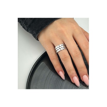 Yüzük, Kararmayan Paslanmaz Çelik, Ölçü Ayarlanabilir, Gümüş Renk, Model51