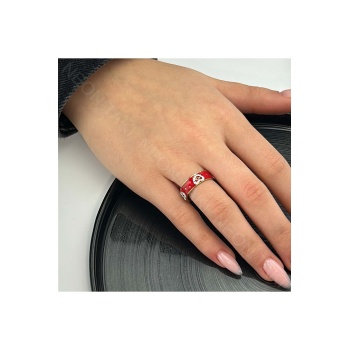 Yüzük, Kararmayan Paslanmaz Çelik, Kalp Detaylı, Ölçü Ayarlanabilir, Altın Renk, Model56