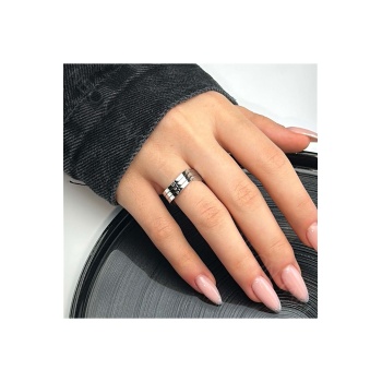 Yüzük, Kararmayan Paslanmaz Çelik, Ölçü Ayarlanabilir, Gümüş Renk, Model27