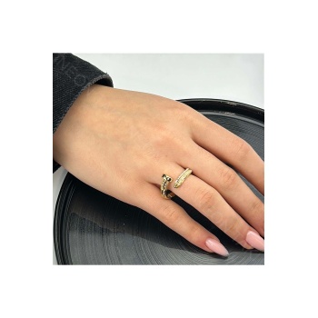 Xxx Çivi Figürlü, Zirkon Taşlı Yüzük 41, Altın Rengi, Ayarlanabilir