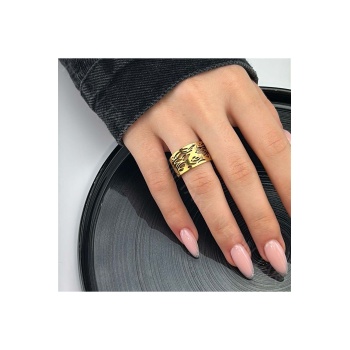 Xxx Paslanmaz Çelik Yüzük 31, Altın Renk, Ayarlanabilir