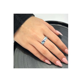 Xxx Nazar Figürlü, Paslanmaz Çelik Yüzük 59, Gümüş Renk, Ayarlanabilir