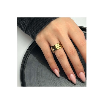 Yüzük, Kararmayan Paslanmaz Çelik, Ölçü Ayarlanabilir, Altın Renk, Model29