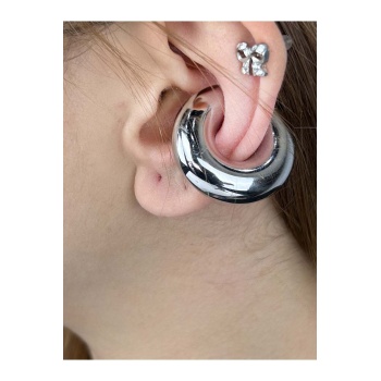 Küpe, Kararmayan Paslanmaz Çelik, Kıkırdak bölgesi, Halka Model, Gümüş Renk, Model409