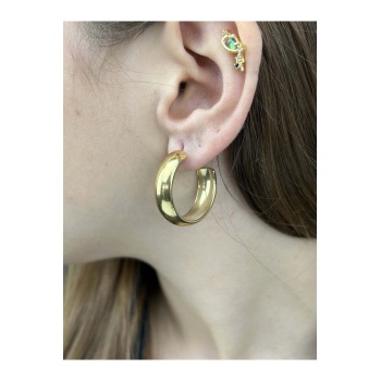 Küpe, Kararmayan Paslanmaz Çelik, Yassı Form, Halka Model, Altın Renk, Model352