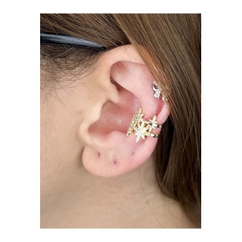 Küpe, Zirkon Taşlı, Kararmayan Çelik, Kıkırdak bölgesi, , Altın Renk, Model331