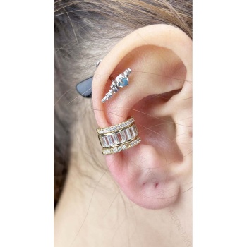 Zirkon Taşlı, Halka Model, Kulak Kıkırdak Bölgesi Küpe 334, Altın Renk