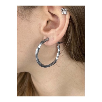 Burgu, Halka Model, Paslanmaz Çelik Küpe 371, Gümüş Renk