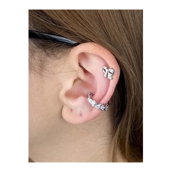 Küpe, Zirkon Taşlı, Kararmayan Çelik, Kıkırdak bölgesi, , Gümüş Renk, Model380