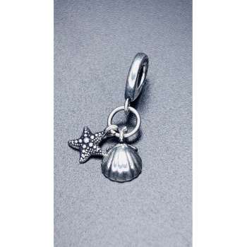 Deniz Yıldızı Ve Midye Sallantılı Pan Bileklik için Çelik Charm 17 Gümüş Renk, BİLEKLİK DAHİL DEĞİL