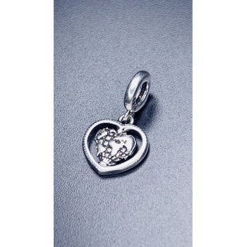 Aile Ve Kalp Dünya, Sallantılı, Pan Bileklik için Çelik Charm 16, Gümüş Renk (BİLEKLİK DAHİL DEĞİL)