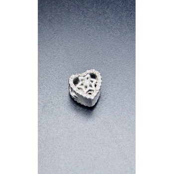 Kalp içinde Zirkon Taşlı Yıldız, Pan Bileklik için Çelik Charm 3, Gümüş Renk (BİLEKLİK DAHİL DEĞİL)