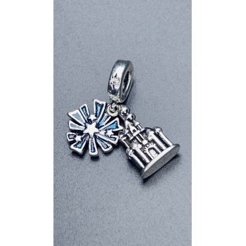 Kale Ve Mavi Renk Yıldızlı, Pan Bileklik için Çelik Charm 12, Gümüş Renk (BİLEKLİK DAHİL DEĞİLDİR!)