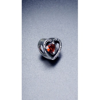 Kalp, Zirkon Taş, Sonsuz Aşk, Pan Bileklik için Çelik Charm 19 Gümüş Renk (BİLEKLİK DAHİL DEĞİL!!)