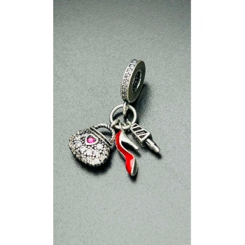 Charm, Kararmayan, Çanta, Ruj ve Topuklu Ayakkabı, BİLEKLİK DAHİL DEĞİL, Gümüş Renk, Model8