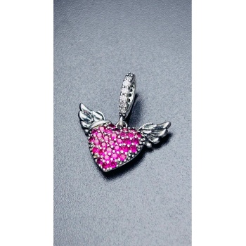 Charm, Kararmayan Çelik, Melek Kanadı ve Kalp (BİLEKLİK DAHİL DEĞİLDİR!!), Gümüş Renk, Model10