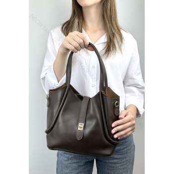 Yavrulu Yumuşak Deri Ayarlanabilir Askılı Kadın Çanta Acı Kahve, 68