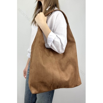 Salaş Süet Omuz Çantası, Açık Kahve, 75