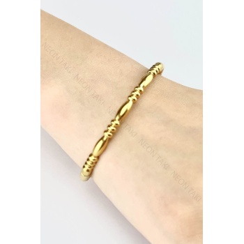 Damla Model, Boğumlu Paslanmaz Çelik Kelepçe 191, Altın Rengi