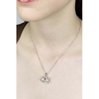 İncili, Deniz Yıldızı Paslanmaz Çelik Kolye 420, Gümüş Renk