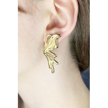 Kelebek Formunda Paslanmaz Çelik Küpe 645, Altın Renk