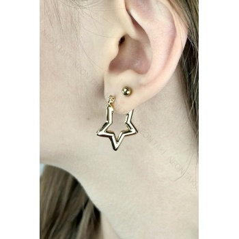 Yıldız Formunda Paslanmaz Çelik Küpe 655, Altın Rengi