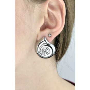 Sarmal Paslanmaz Çelik Küpe 656, Gümüş Renk